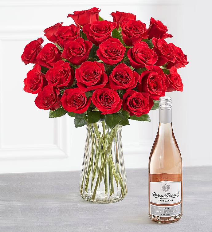 Blossoms & Wine™ - Red Roses and Wine